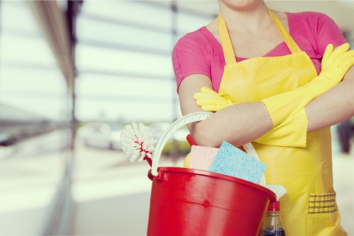 Local cleaner carrying out routine housekeeping in Ruislip